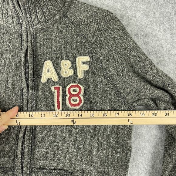 VTG Y2K Abercrombie Fitch Wool Cardigan Sweater Womens Medium Full Zip Varsity - Picture 6 of 13